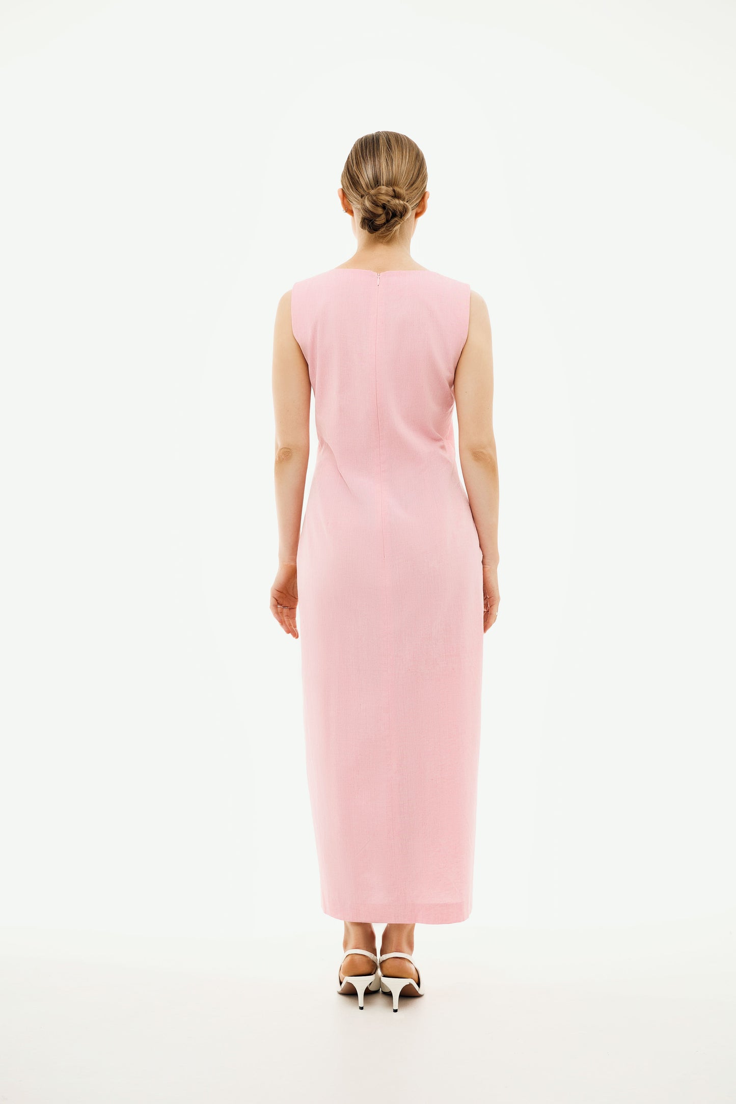 100% Organic Cotton Long Pencil Dress 'Michelle' in Light Pink