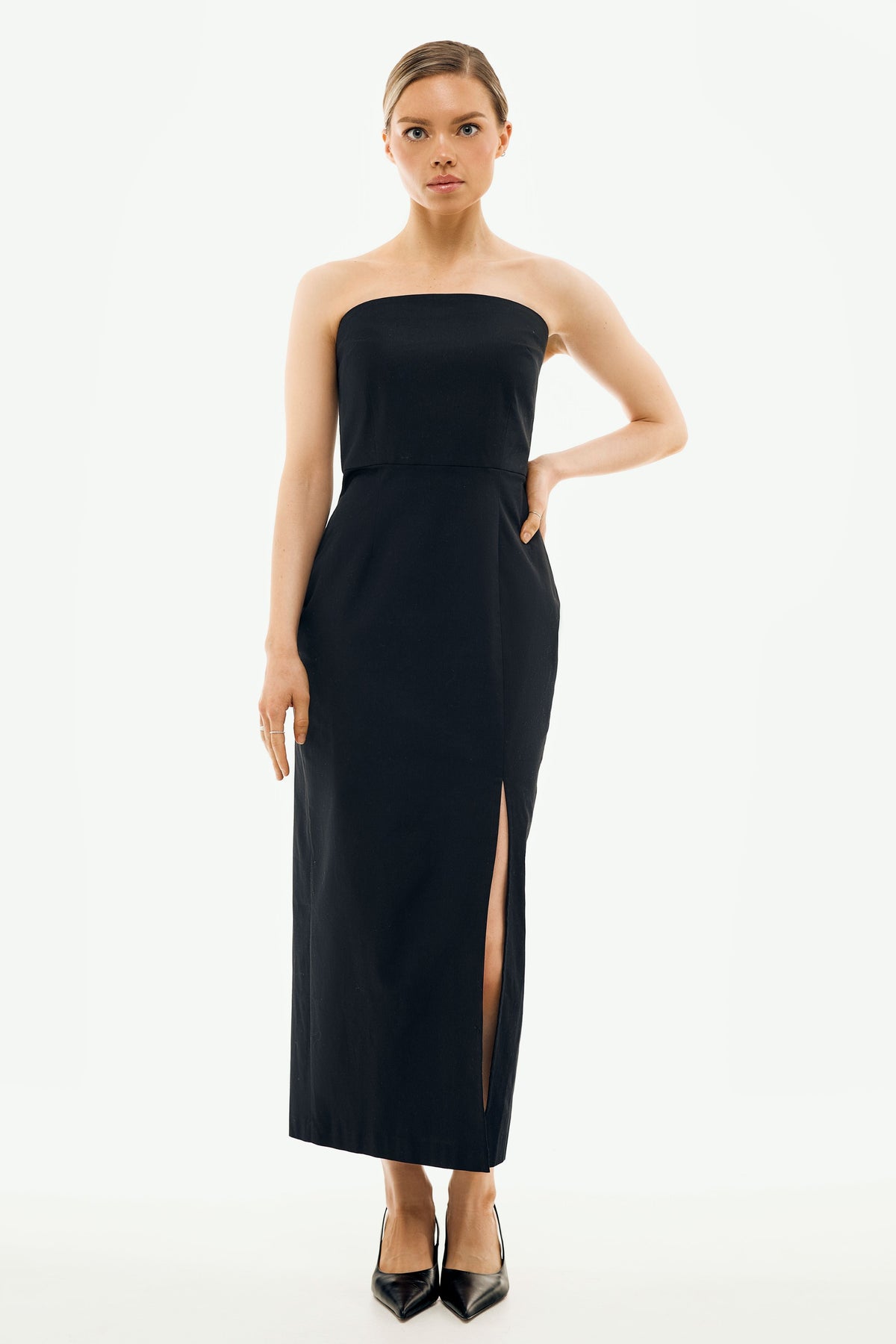 Isabella Black Strapless Maxi Dress | Organic Cotton