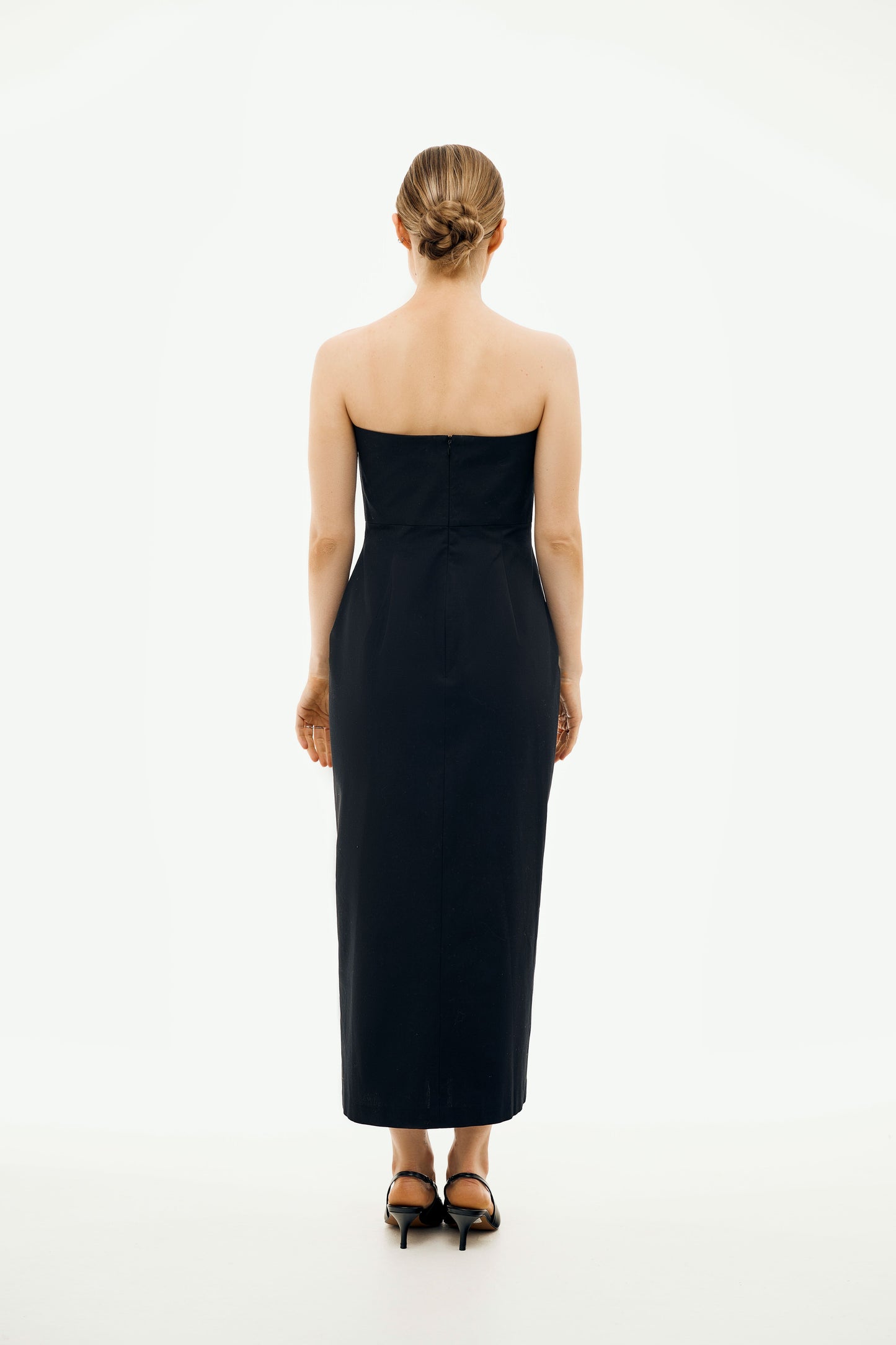 100% Organic Cotton Strapless Long Dress 'Isabella' in Black