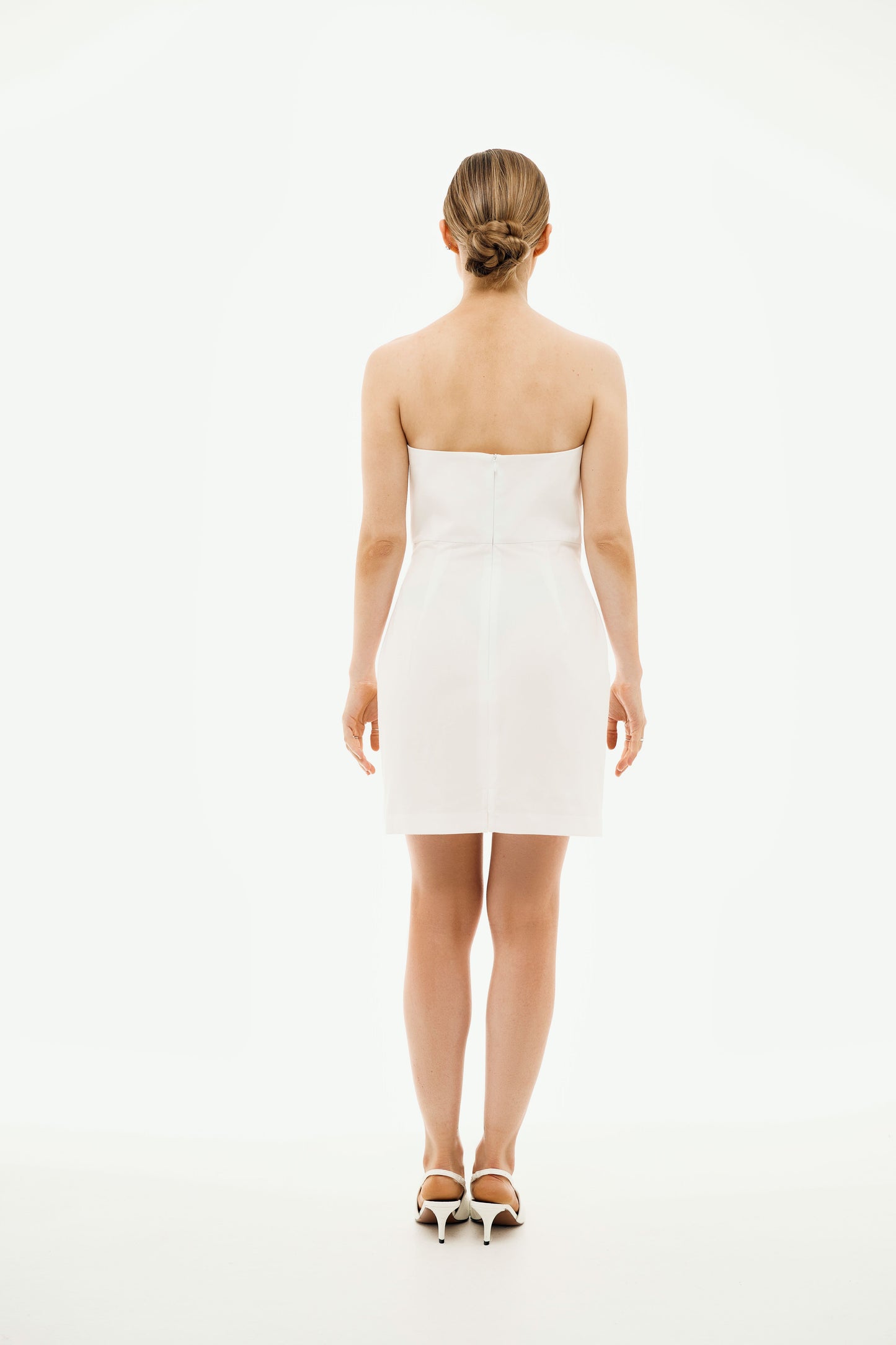 100% Organic Cotton Strapless Short Dress 'Victoria' in White