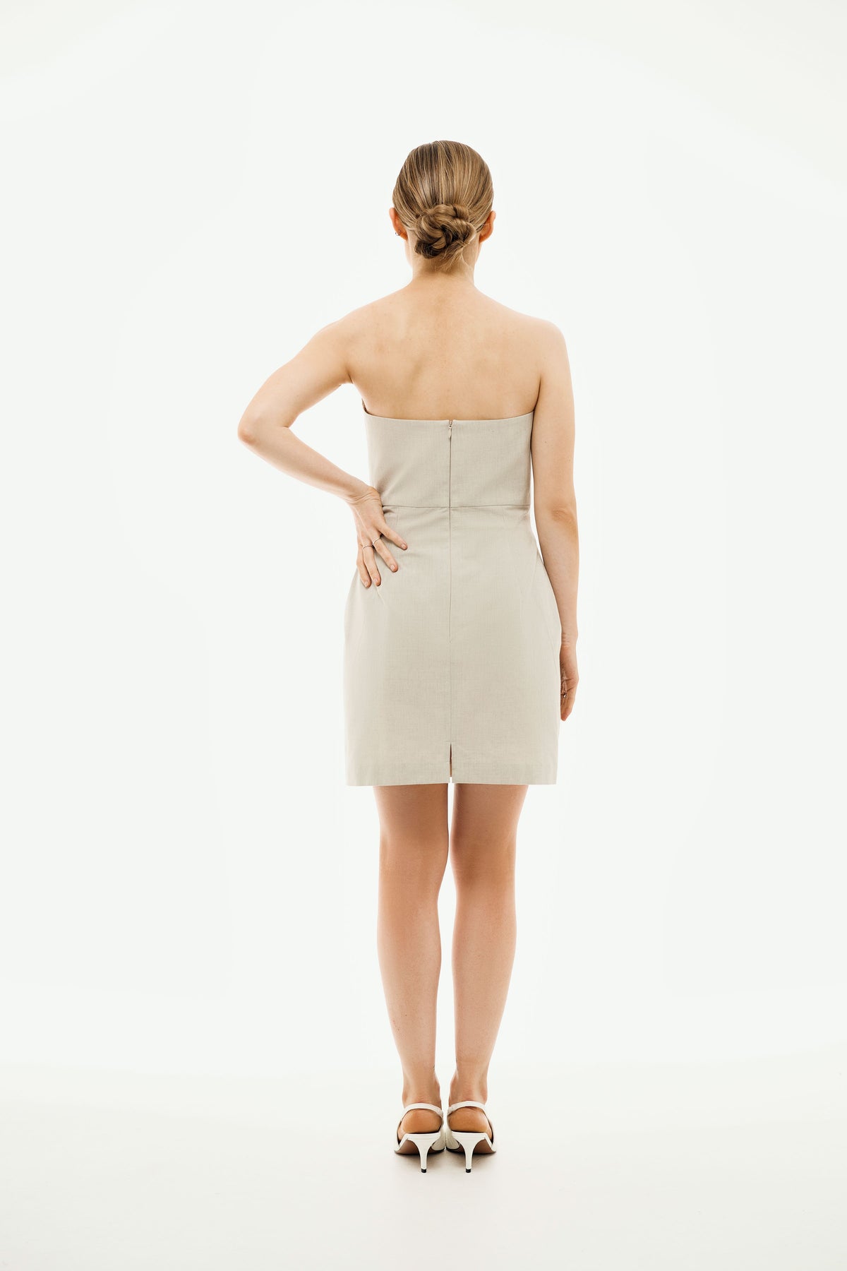 Victoria Stone Grey Strapless Mini Dress | Organic Cotton