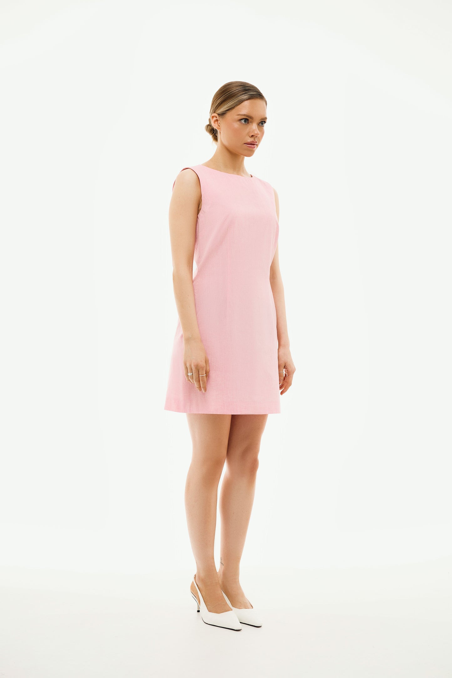 100% Organic Cotton Short Dress 'Anna' in Light Pink