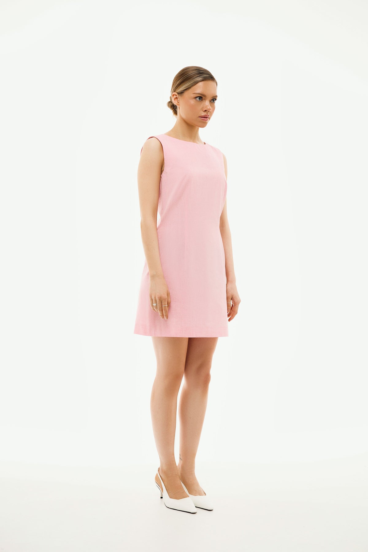 Anna Light Pink Mini Dress | Organic Cotton