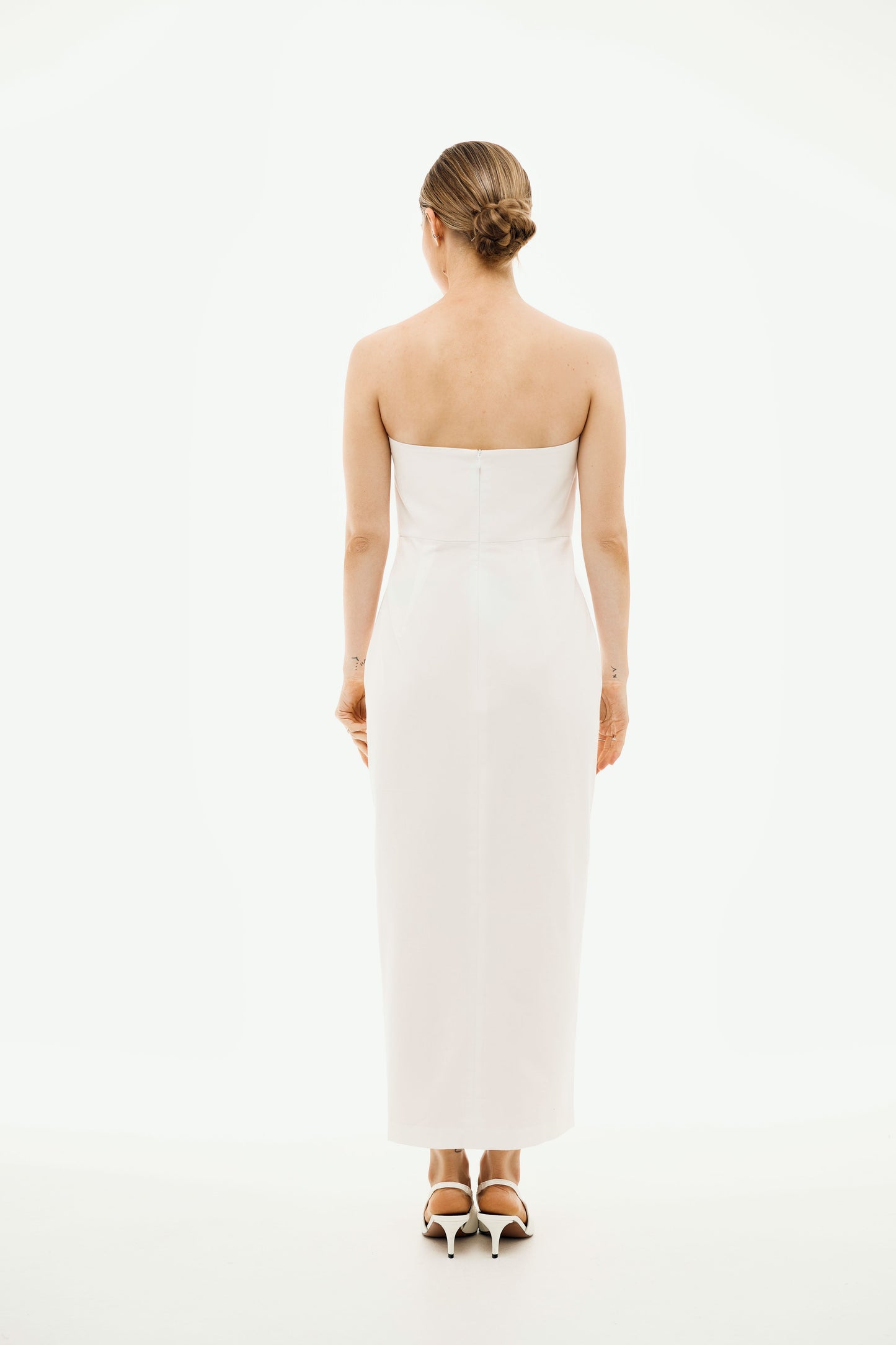 100% Organic Cotton Strapless Long Dress 'Isabella' in White