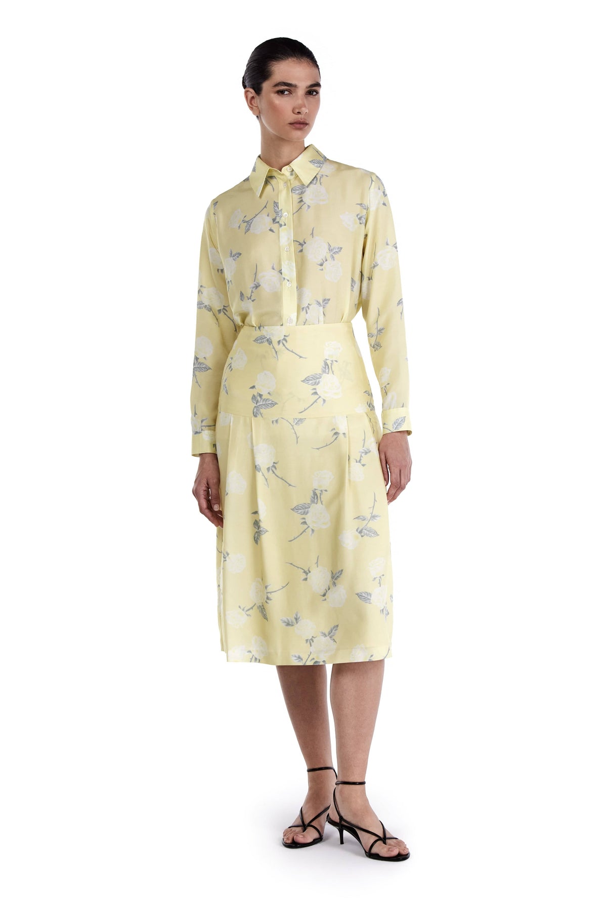 Me Esse Adeline Roses Print Blouse in Lemon Yellow