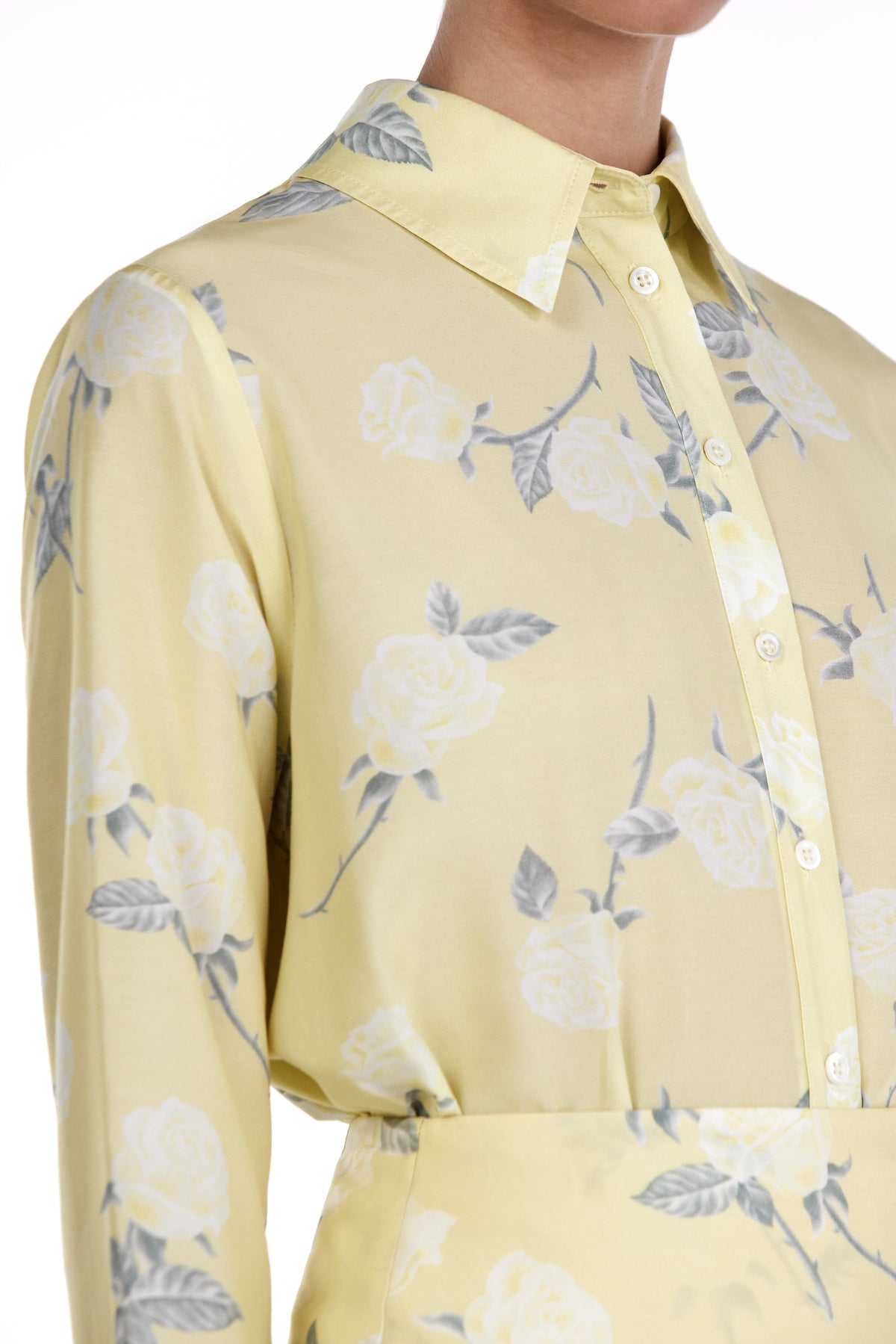 Me Esse Adeline Roses Print Blouse in Lemon Yellow