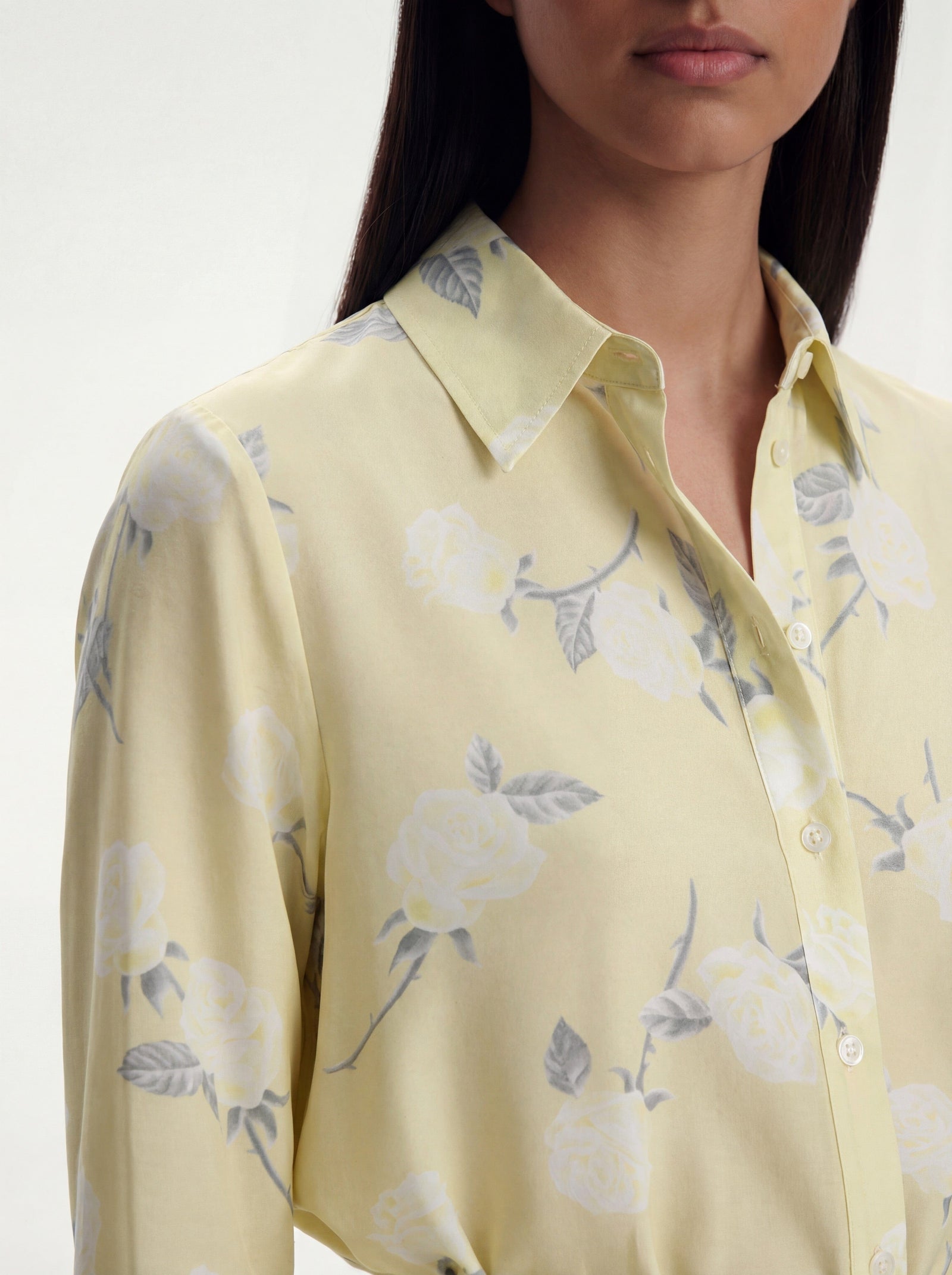 Me Esse Adeline Roses Print Blouse in Lemon Yellow