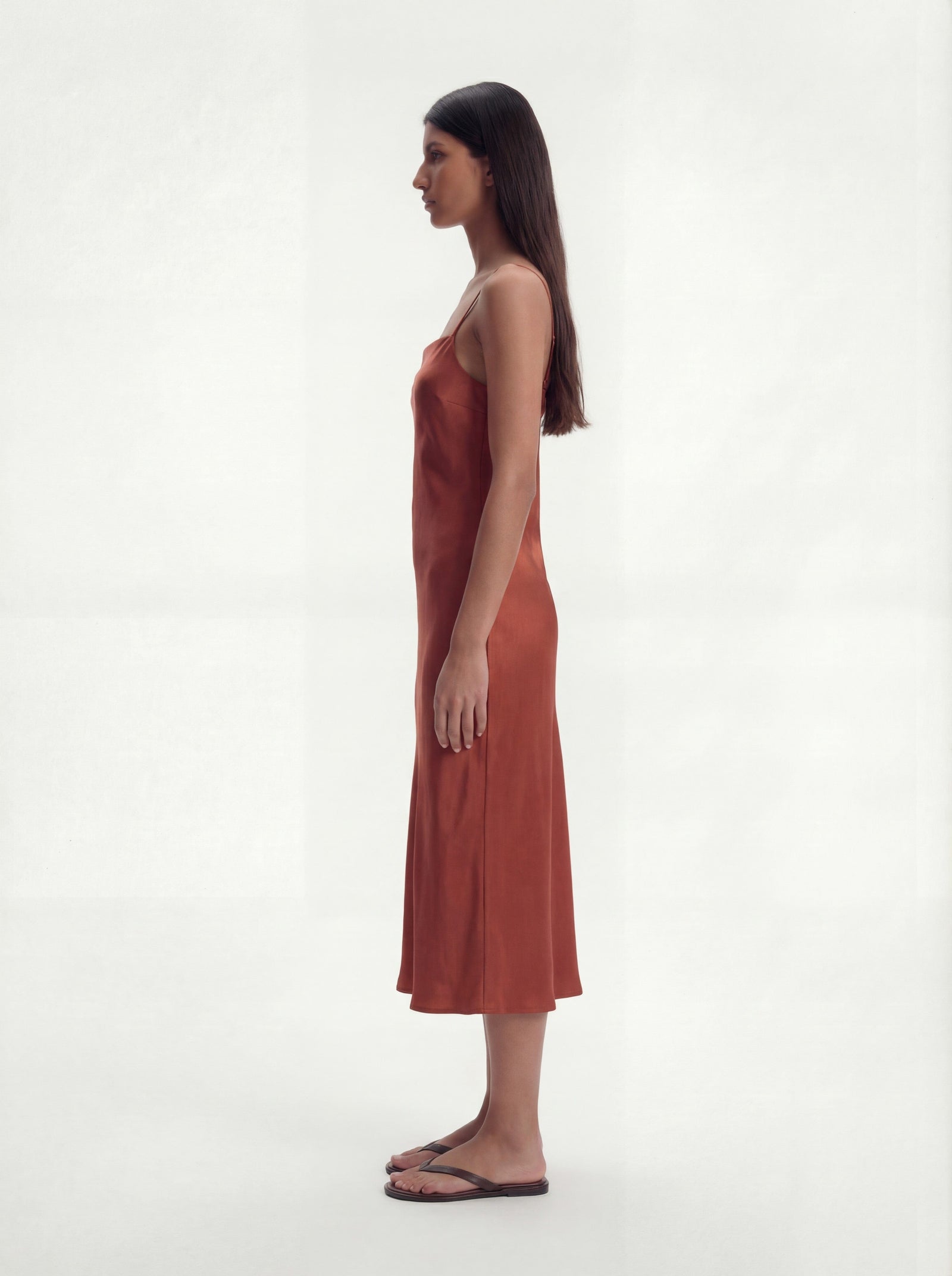 Me Esse Aurora Lilium Luster Red Slip Dress | Stone-Washed Silk