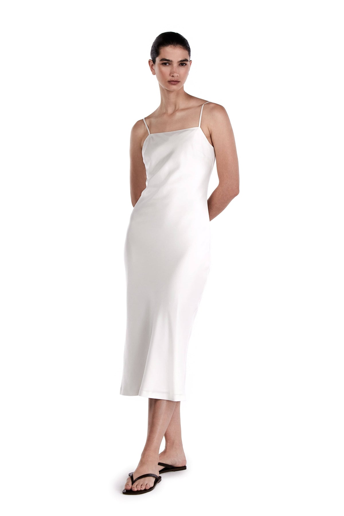 Me Esse Aurora Stalactite White Slip Dress | Stone-Washed Silk