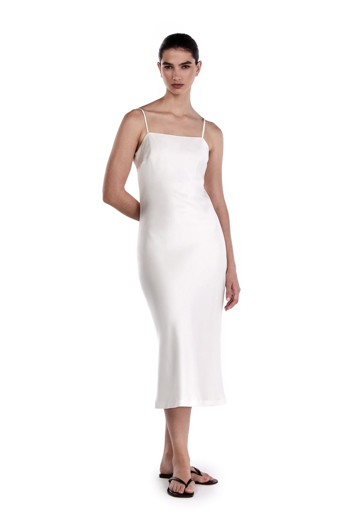 Me Esse Aurora Stalactite White Slip Dress | Stone-Washed Silk