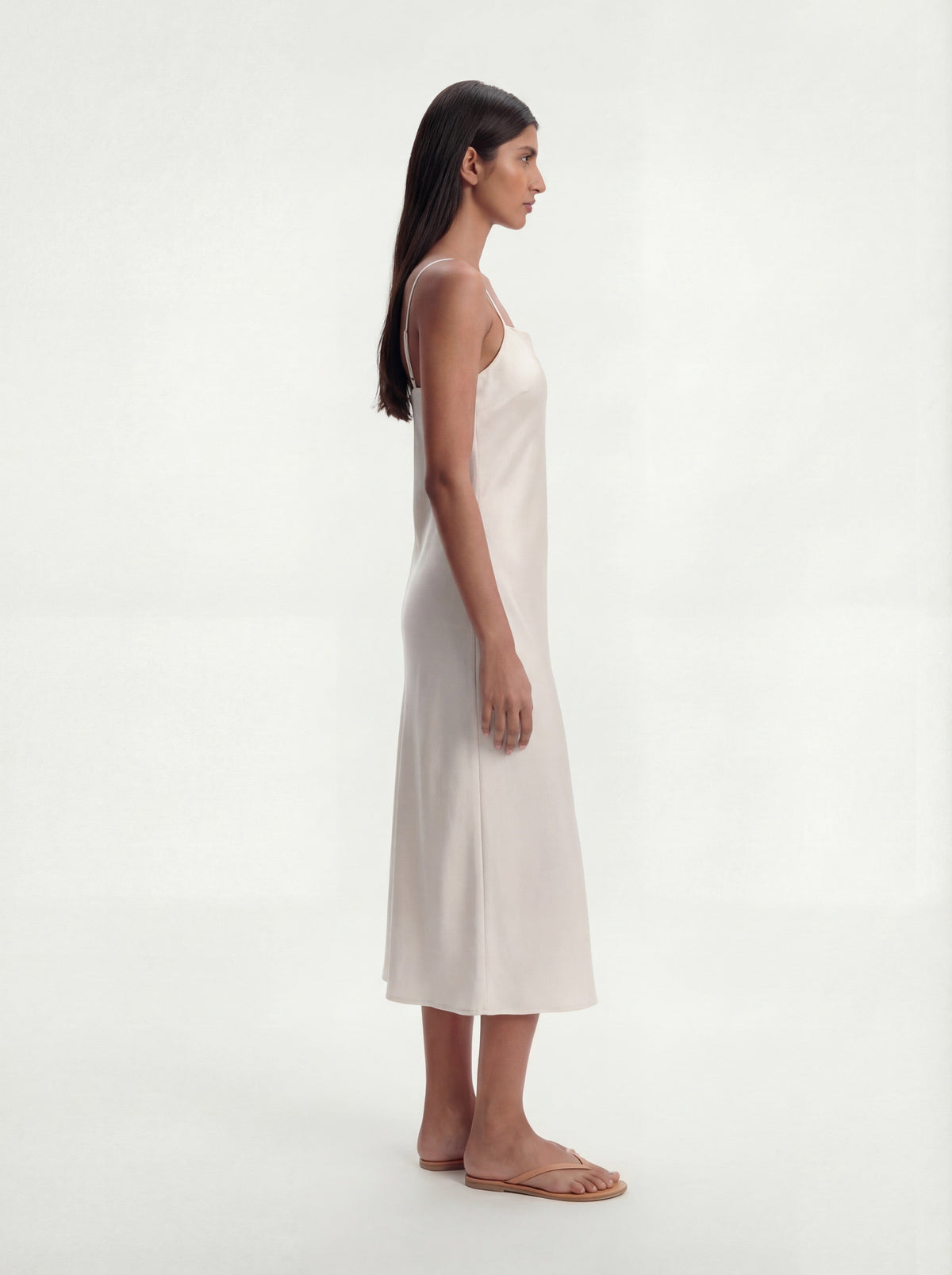 Me Esse Aurora Stalactite White Slip Dress | Stone-Washed Silk