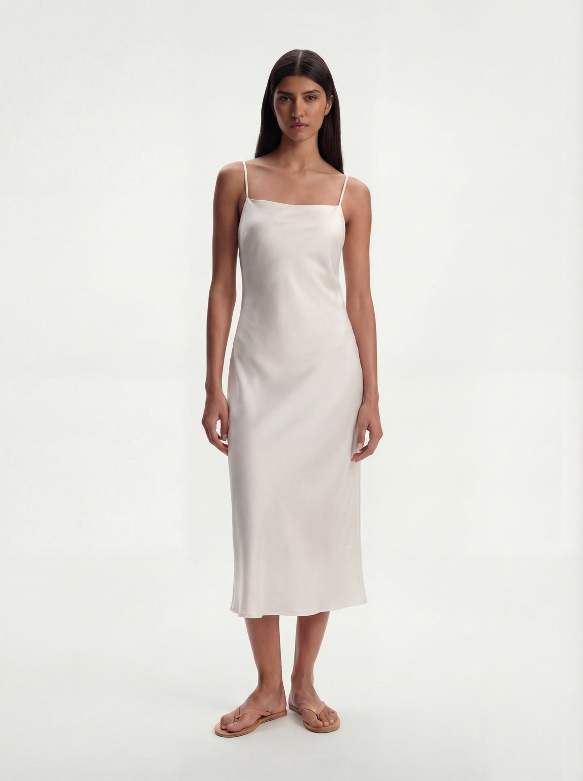 Me Esse Aurora Stalactite White Slip Dress | Stone-Washed Silk