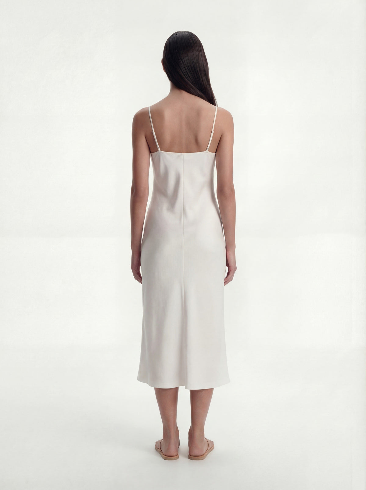 Me Esse Aurora Stalactite White Slip Dress | Stone-Washed Silk