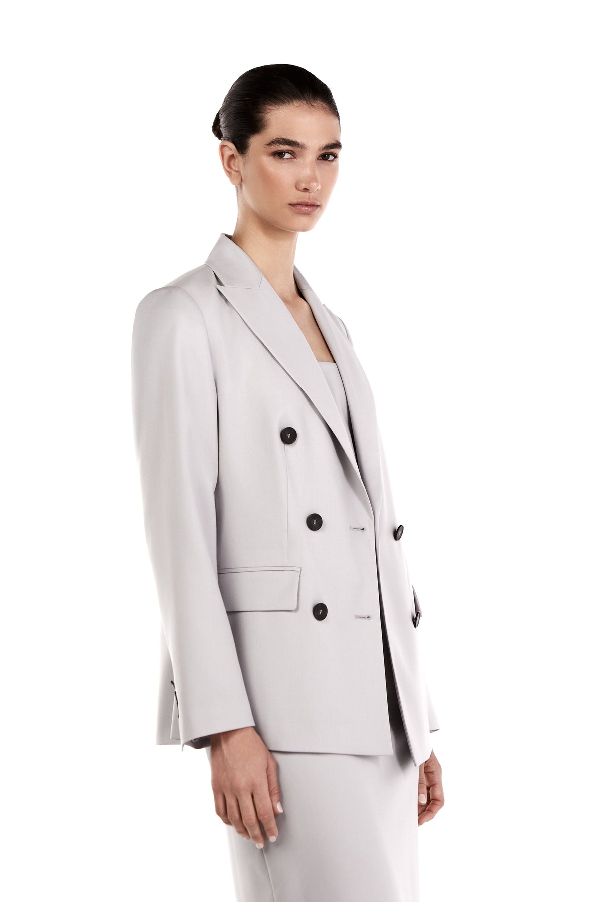 Me Esse Emma Double Breasted Blazer in Platinum Grey
