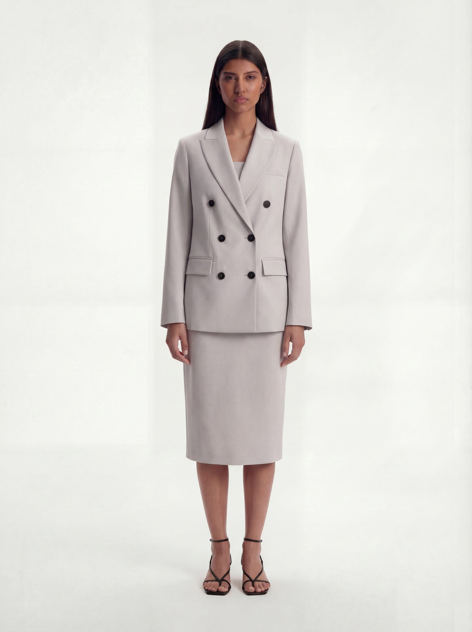 Me Esse Emma Double Breasted Blazer in Platinum Grey