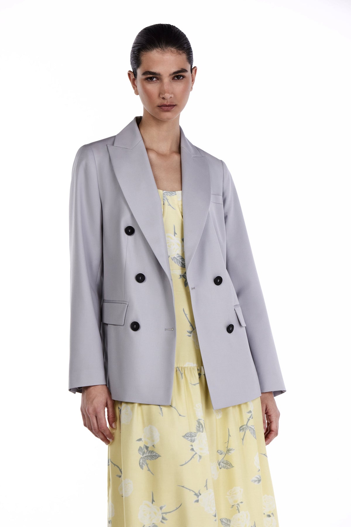 Me Esse Juliette Roses Print Midi Dress in Lemon Yellow