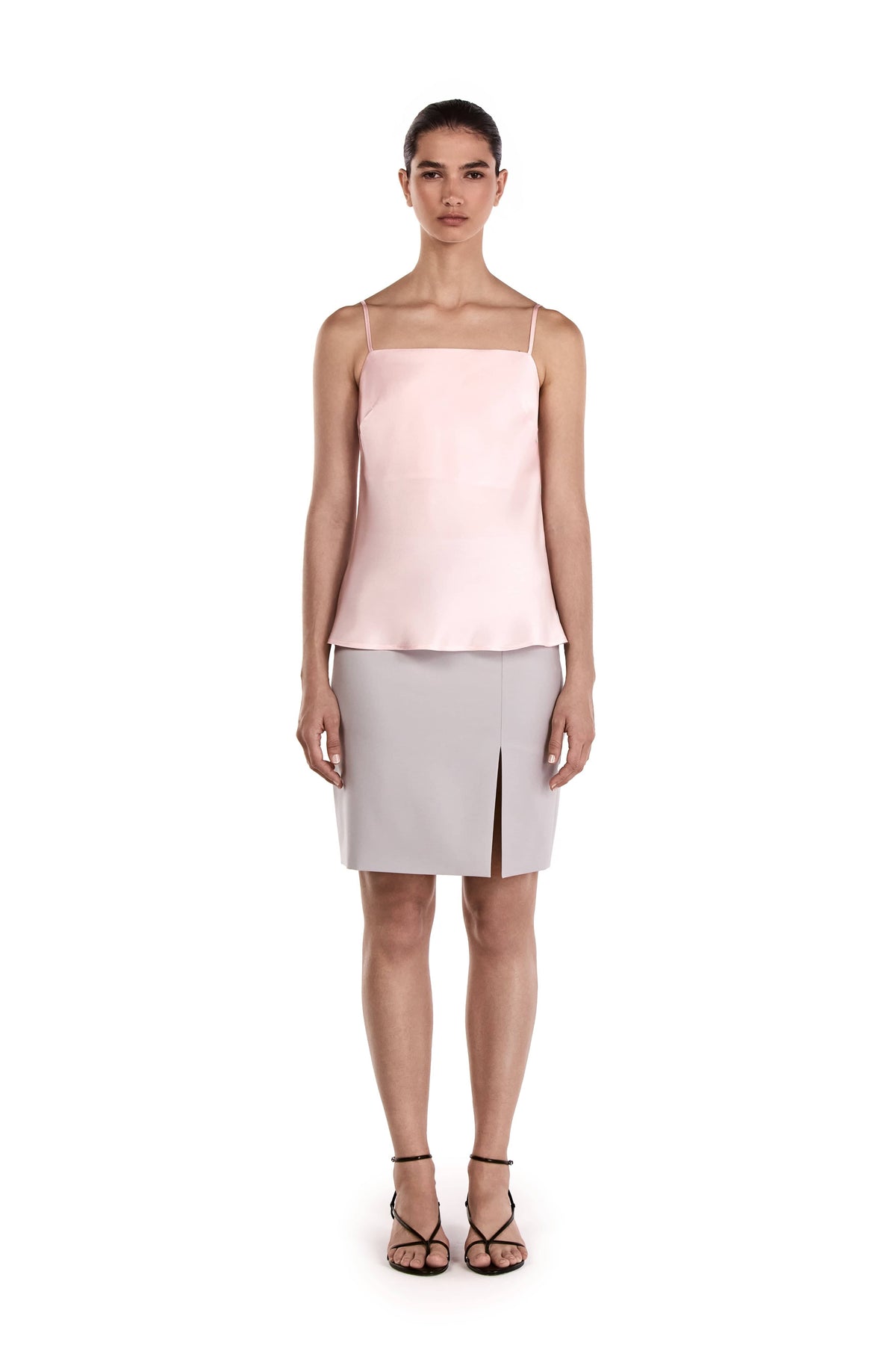 Me Esse Lily Marshmallow Pink Slim Strap Top | Stone-Washed Silk