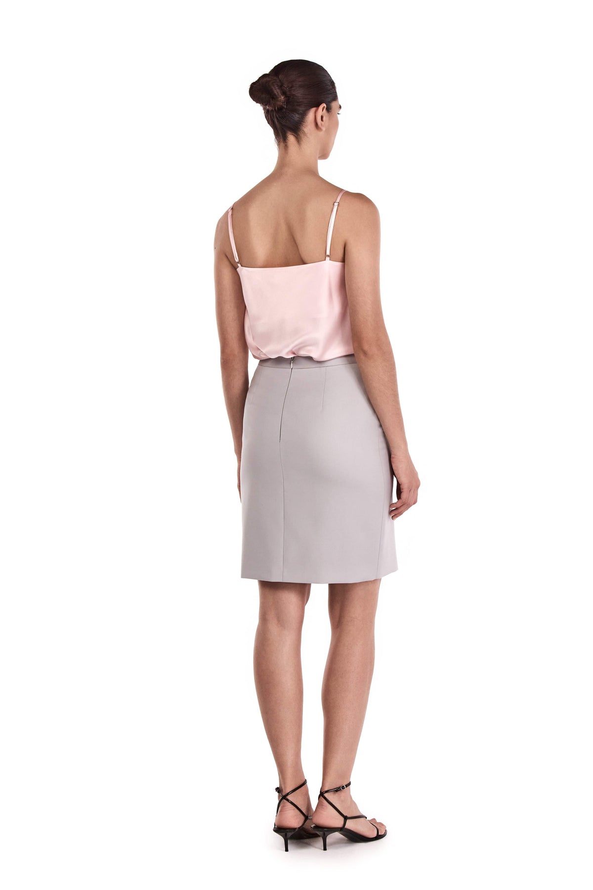 Me Esse Lily Marshmallow Pink Slim Strap Top | Stone-Washed Silk