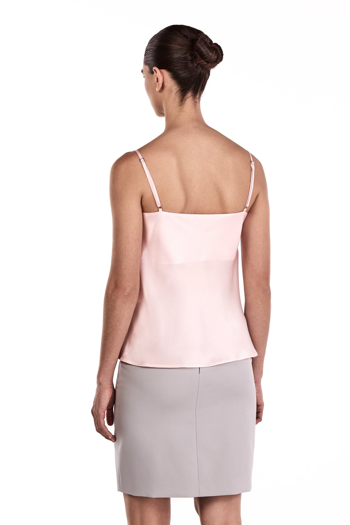 Me Esse Lily Marshmallow Pink Slim Strap Top | Stone-Washed Silk