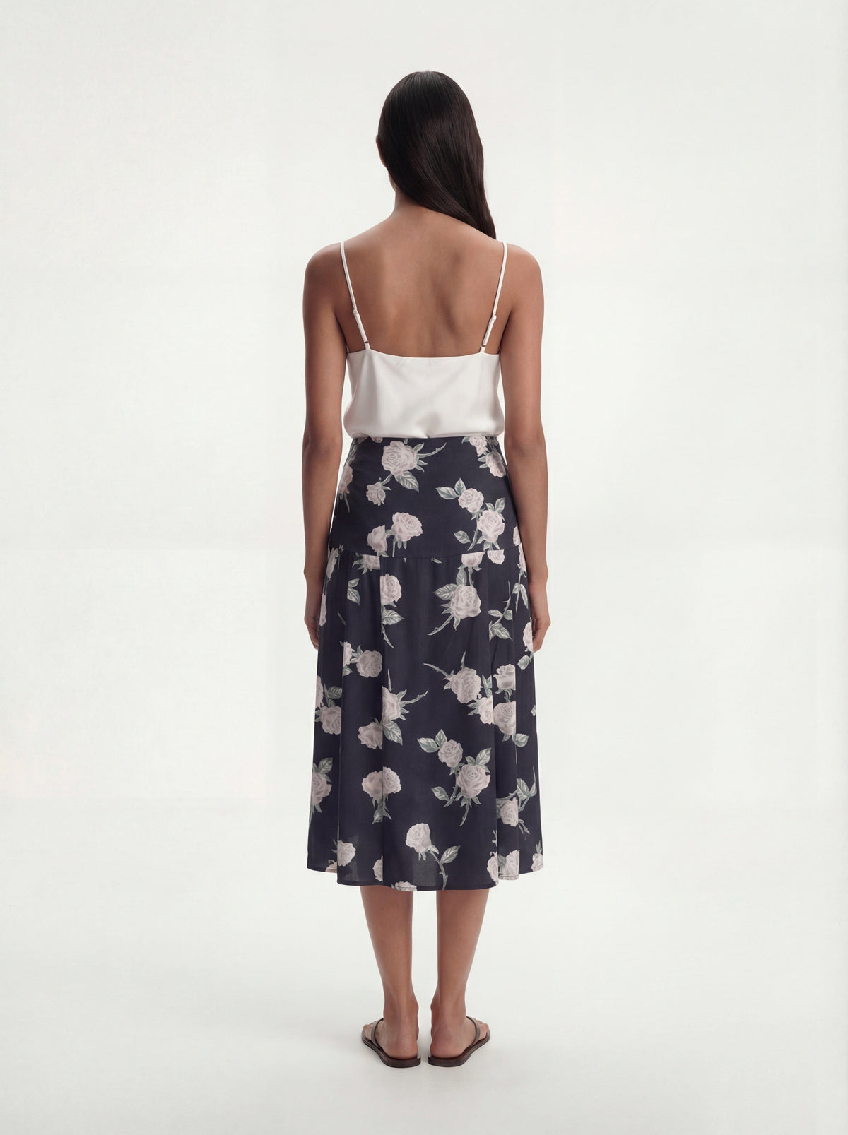 Me Esse Lily Stalactite White Slim Strap Top | Stone-Washed Silk