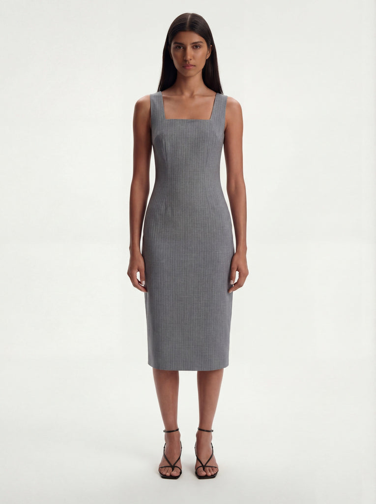 utility square neck a line midi dress Plum Square Neck A-line Midi Dress AX Paris