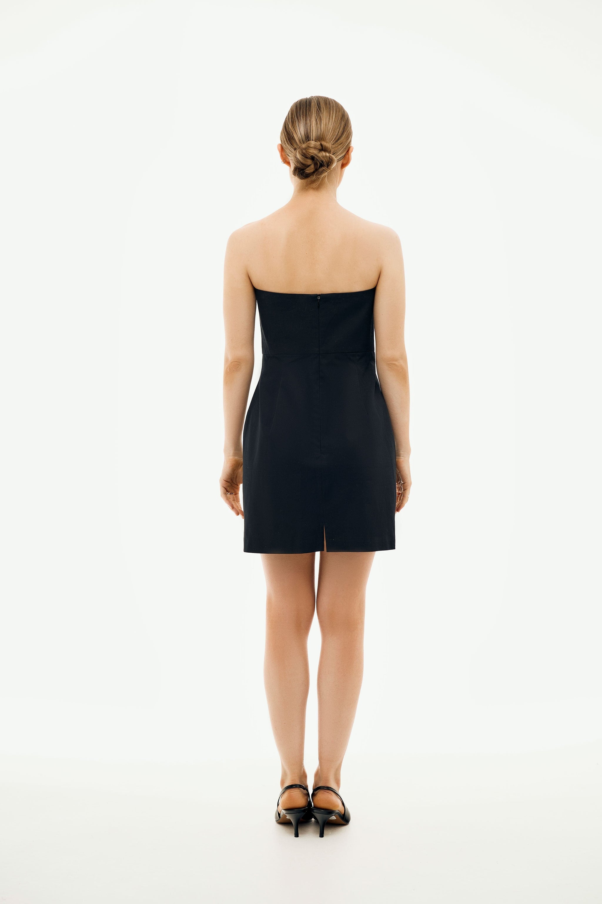Victoria Black Strapless Mini Dress | Organic Cotton - Me Esse Victoria Black Strapless Mini Dress | Organic Cotton - Me Esse